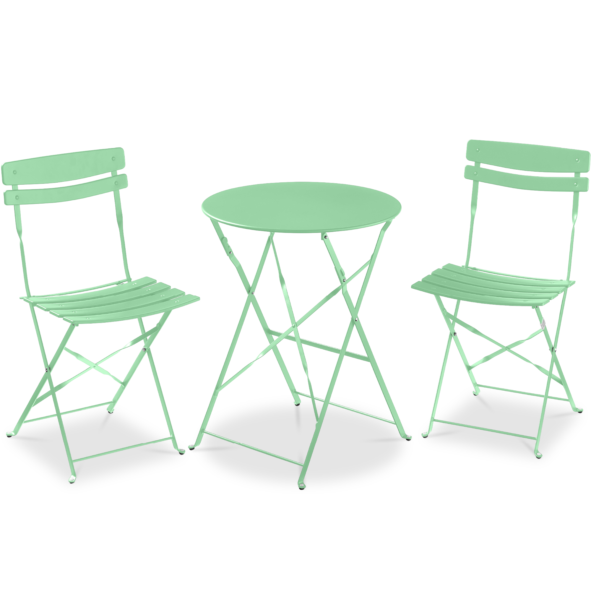 3-Piece Bistro Set, Folding Patio Furniture w/ 2 Chairs & Table - Mint Green - Best Choice Products Online