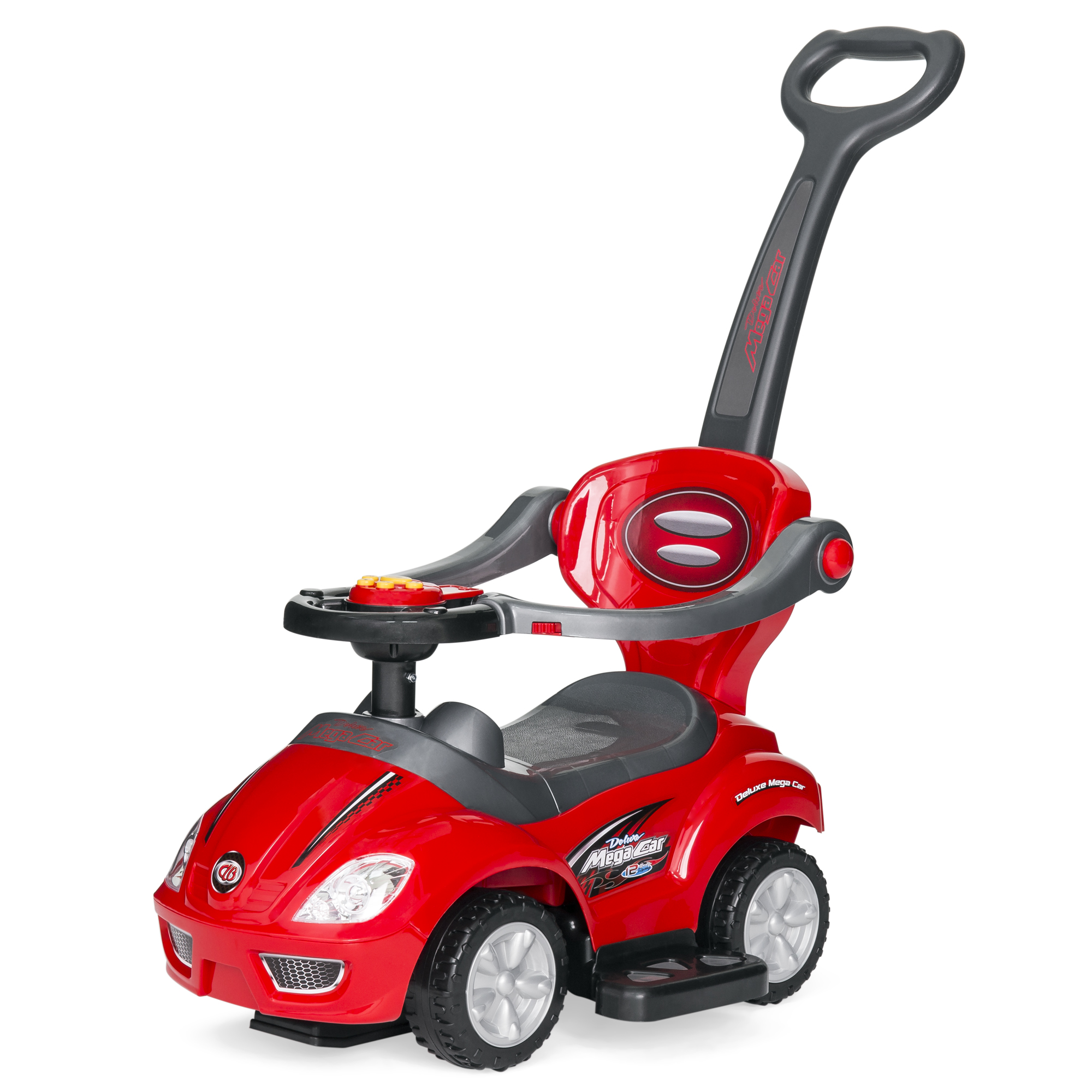 Ride On Wagon - 3-in-1 Kids Push & Pedal Toddler Ride On Wagon Play Toy Stroller w/ Sounds, Handle, Horn - Red