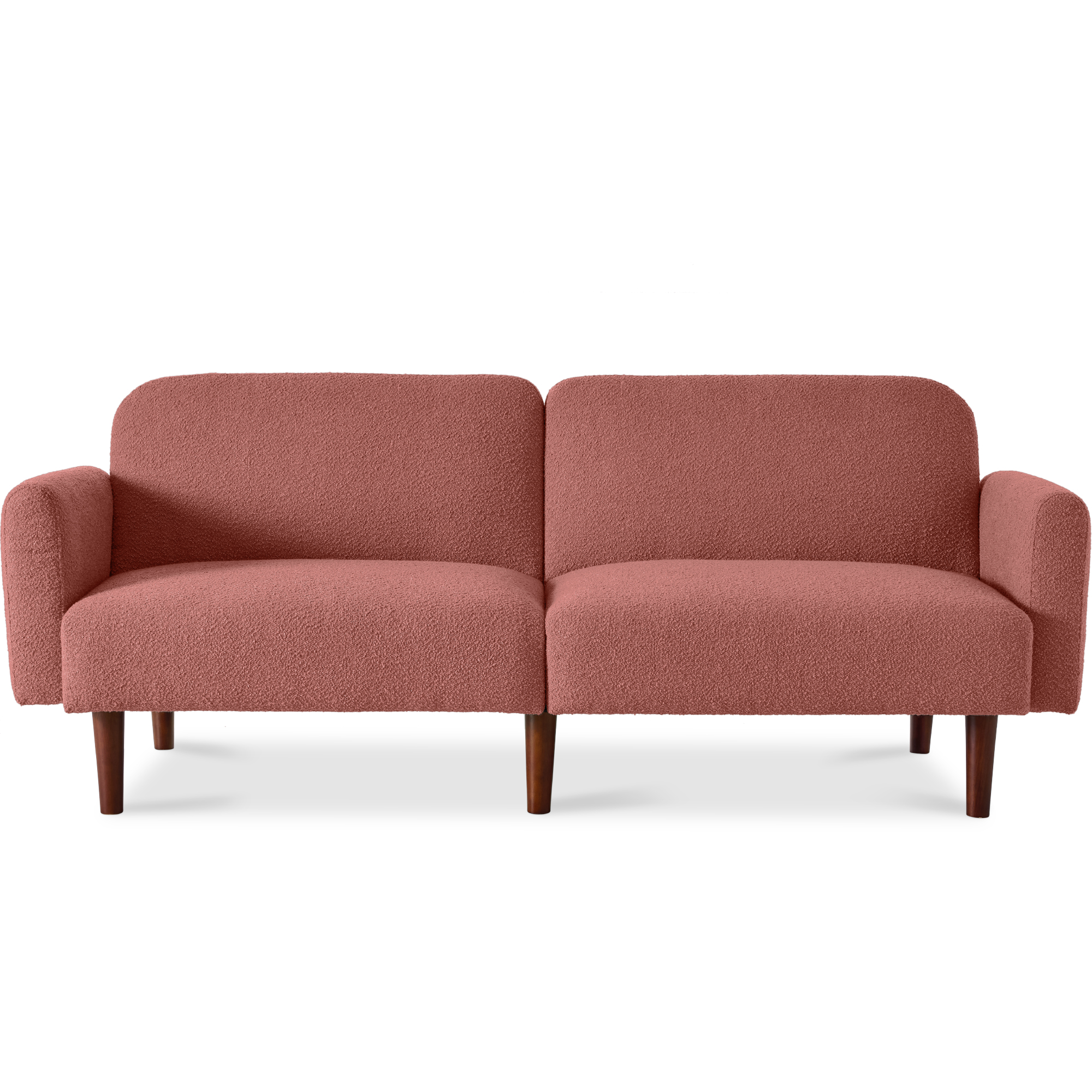 Curved Convertible Futon, Boucle Fabric Split-Back Sleeper Bed - Mauve - Best Choice Products Online