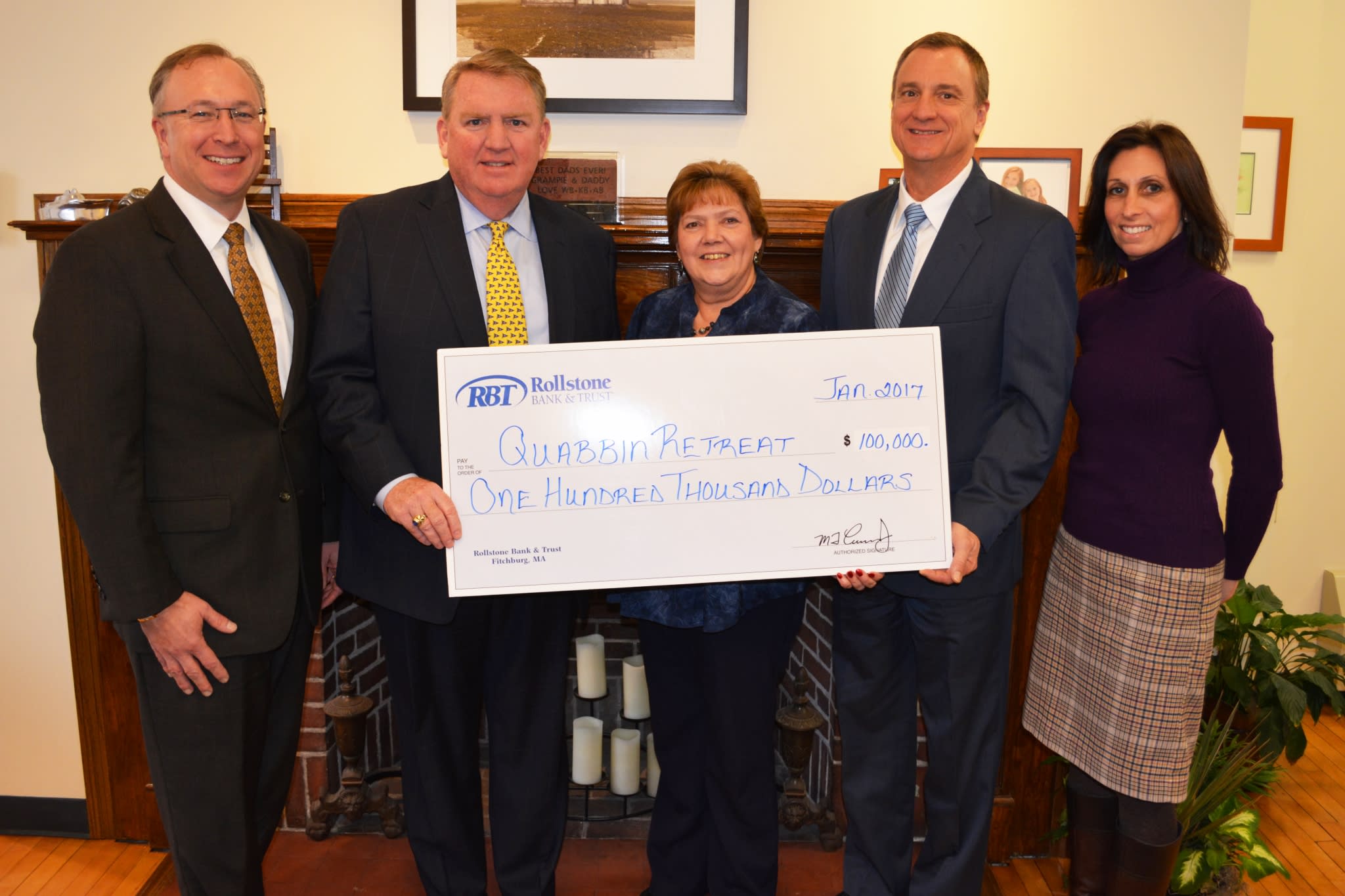 Rollstone Bank & Trust Pledges $100,000 to Heywood’s Quabbin Retreat 2017