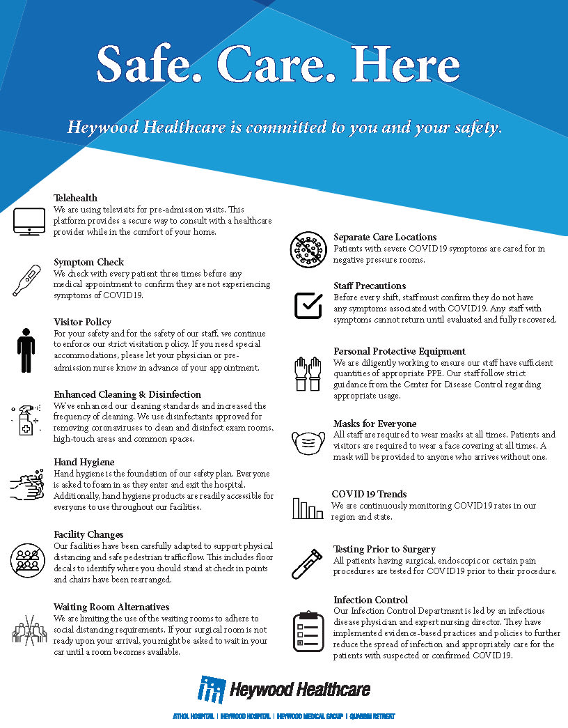 Safe Care Here flyer