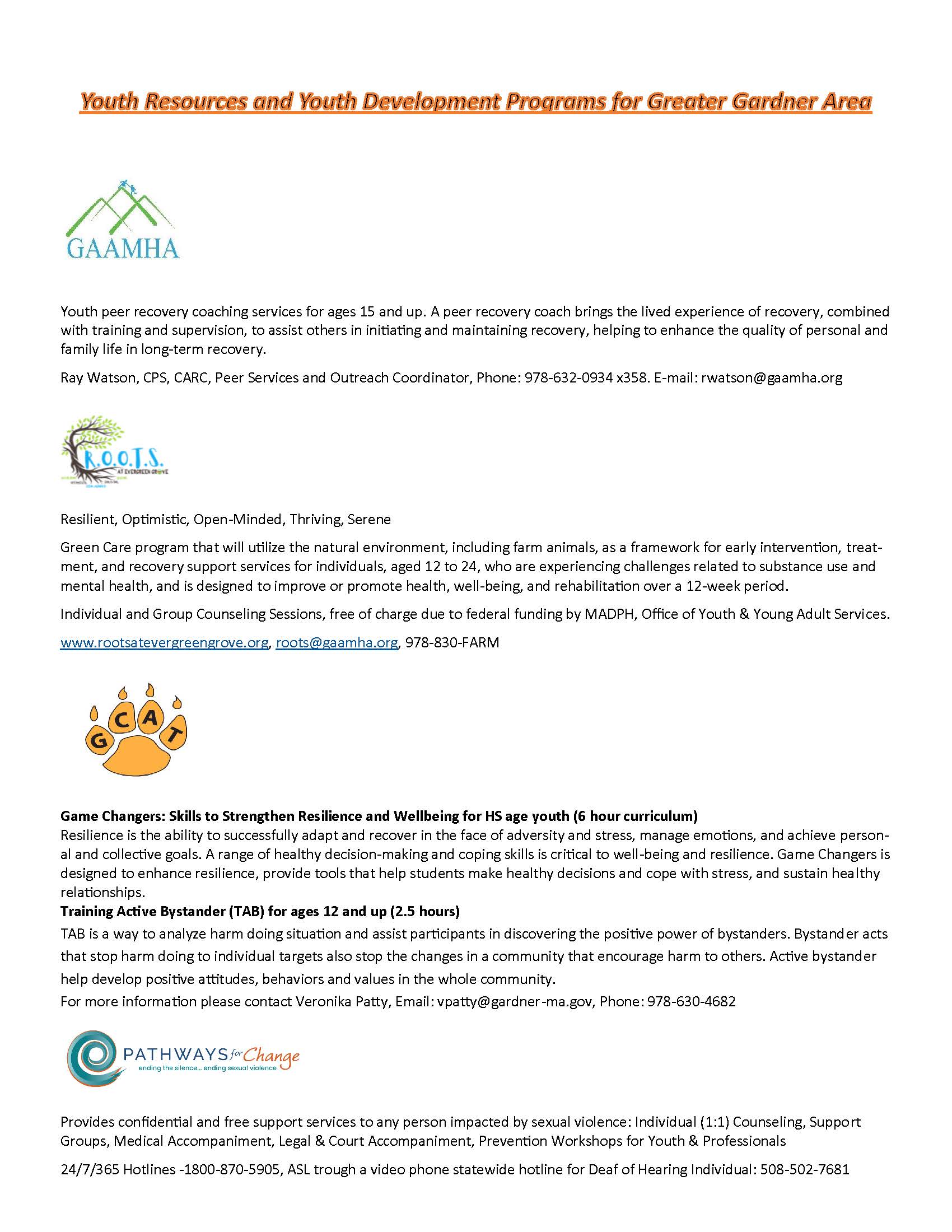 Youth Resources and Youth Development Programs for Greater Gardner