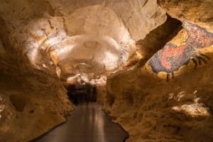 Ancient cave painting of animals created by Cro-Magnon artists
