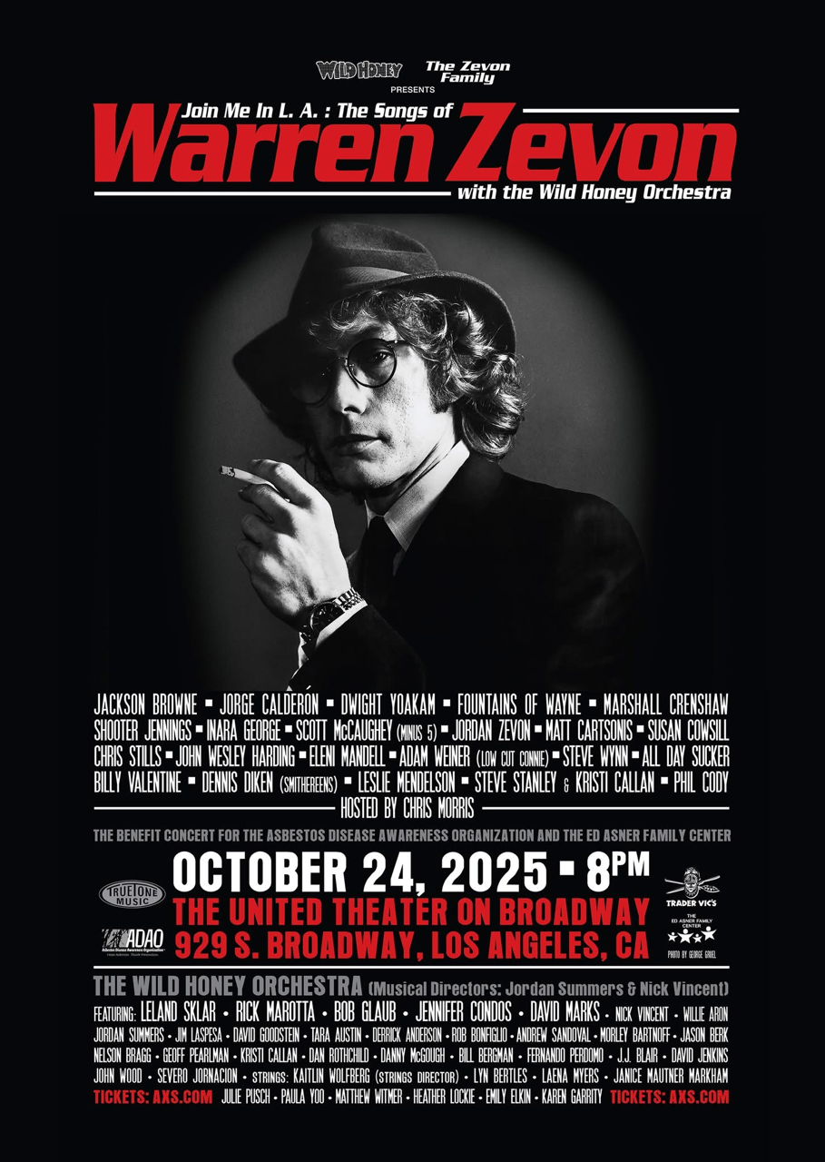 洋楽 warren zevon jackson browne rarities!! Join Me in LA: The Songs of Warren Zevon to Feature Live