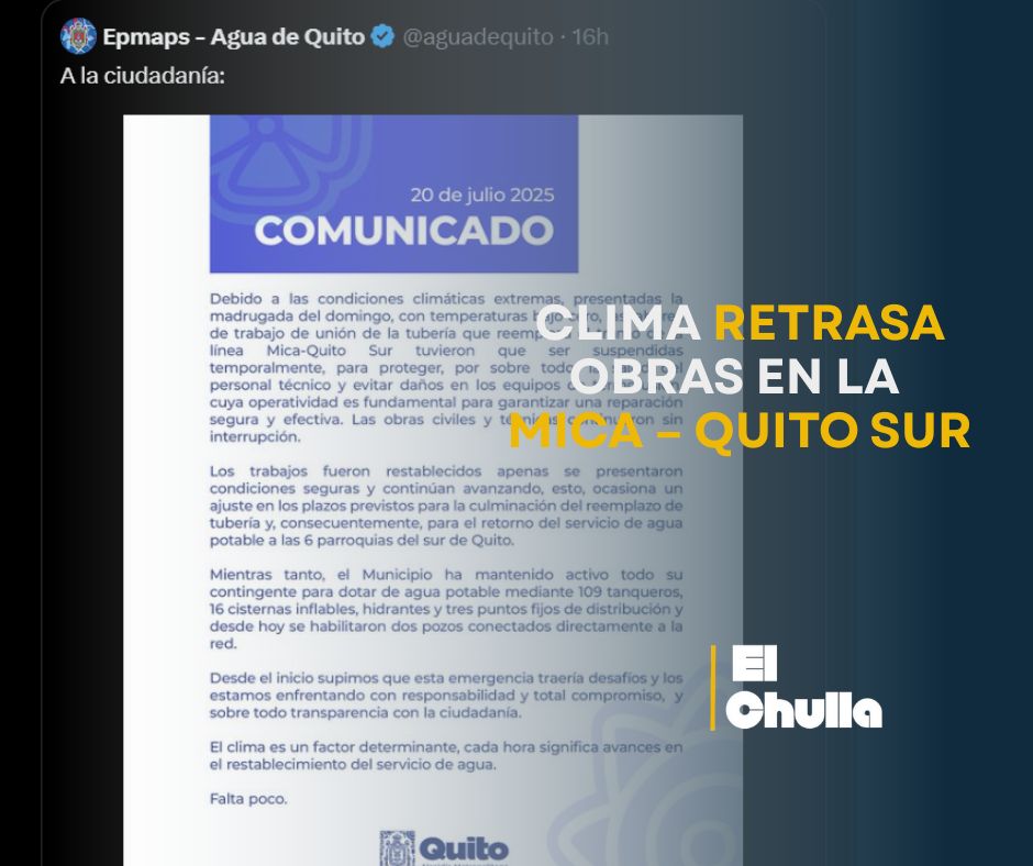 Clima retrasa obras en La Mica – Quito Sur