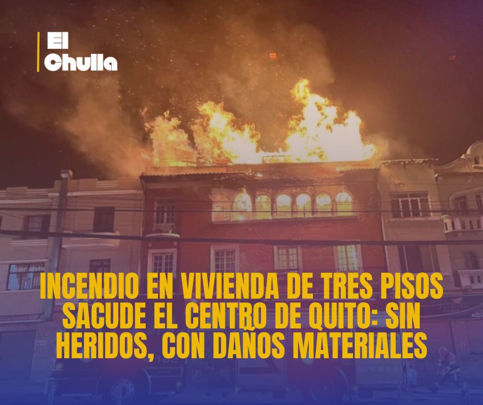 Incendio en vivienda de tres pisos sacude el Centro de Quito: sin heridos, con daños materiales
