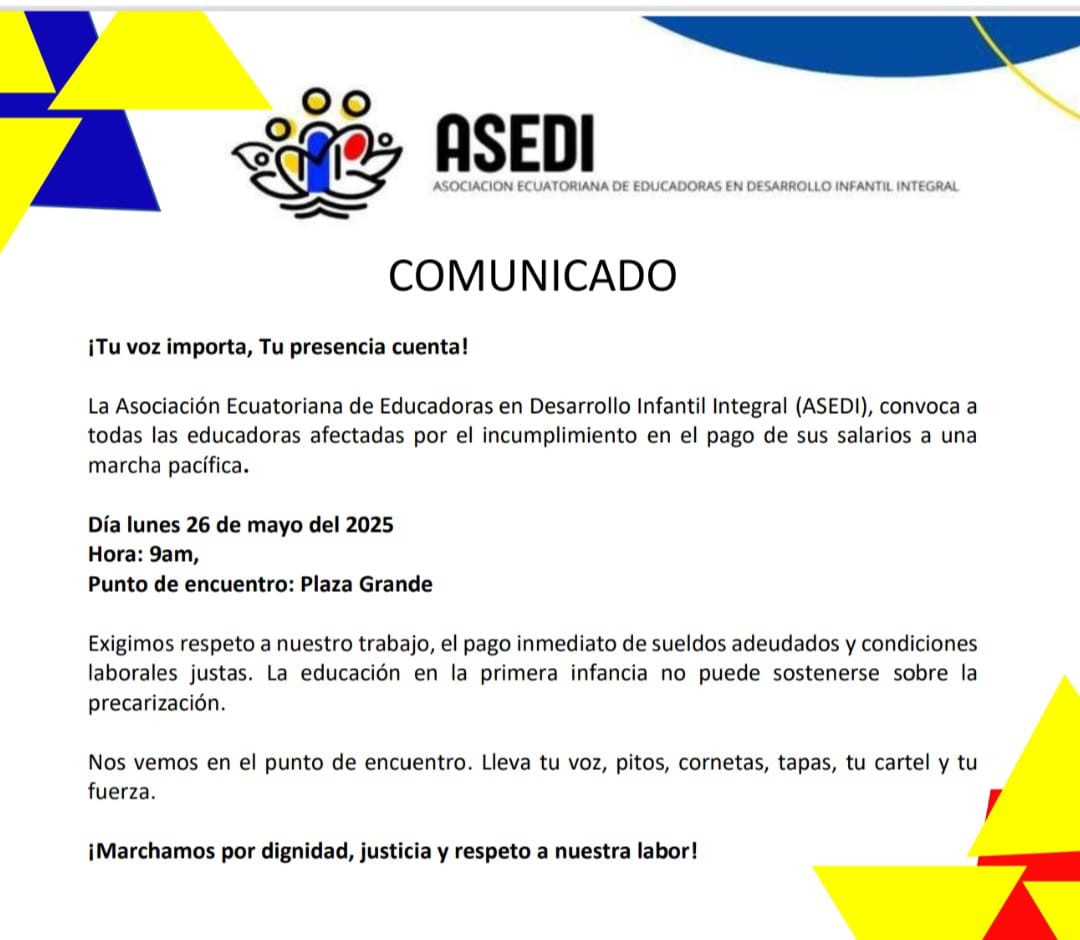 Educadoras en Desarrollo Infantil Convocan a Marcha por Sueldos Atrasados y Condiciones Laborales Justas