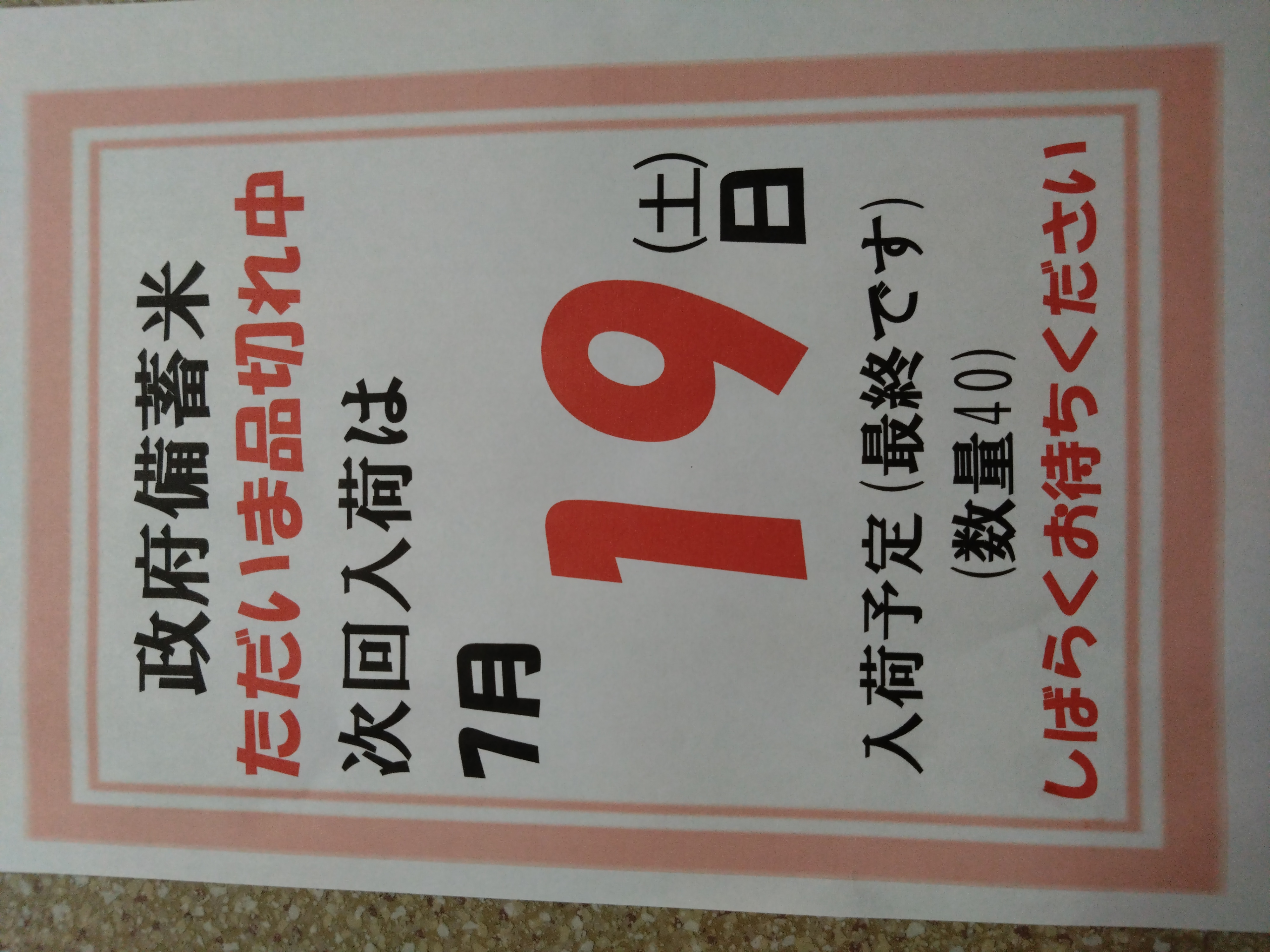 7月19日に入荷します　限定40 今回で最終です