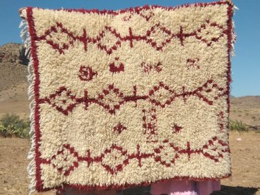 Red, White Pile Knot Rug