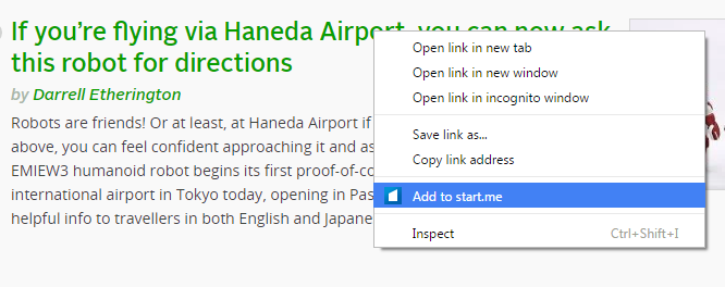 "Add to Start.me" in context menu