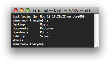 Default OS X ls output