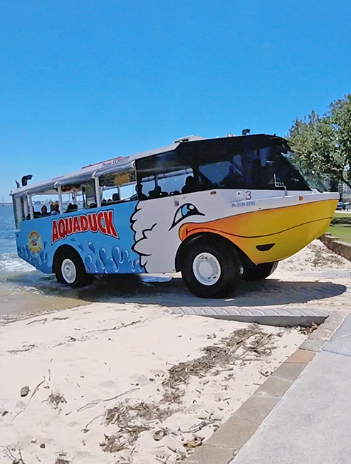 Aquaduck driving out of the water