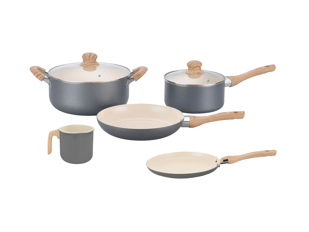 Set De Ollas Cocina Hudson Gris Con Antiadherente 9 Piezas