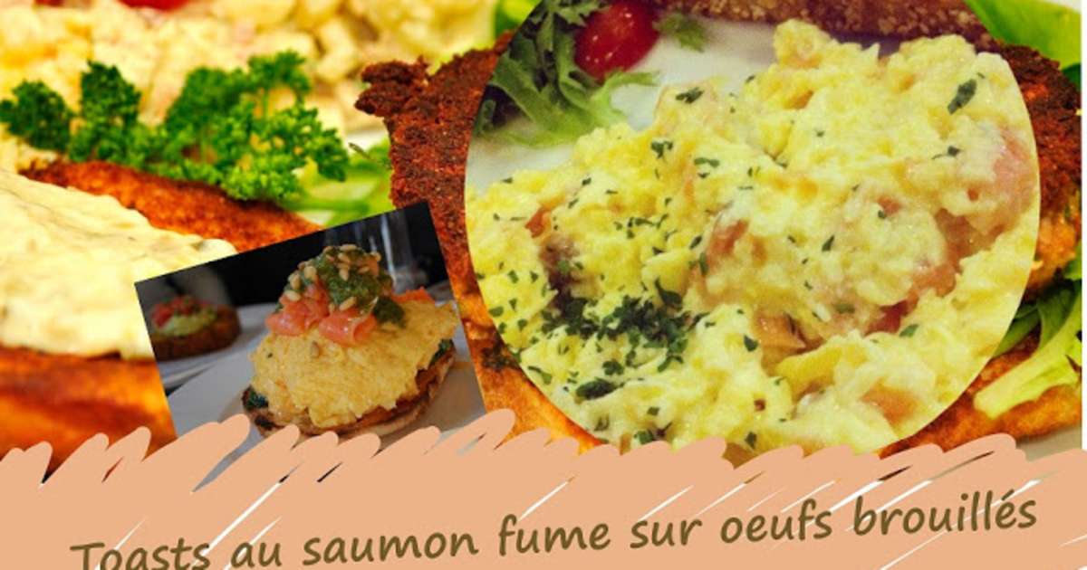 Canapés de saumon fumé sur oeufs brouillés , Recette par Cuisine maison, d\u0027autrefois, comme grand,mère
