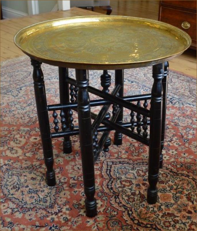 Antique Brass Top Folding Table Belle Vue Antiques