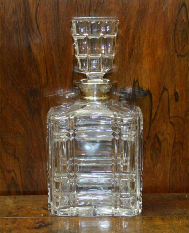 Cut Glass Whisky Decanter Silver Collar Belle Vue Antiques Cut Glass Whisky Decanter Silver Collar