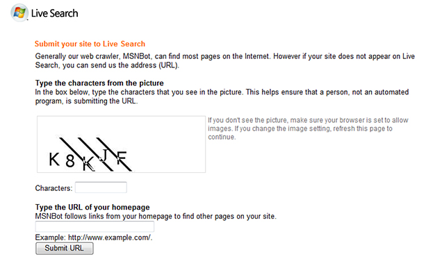 Submitting your site to Windows Live Search.