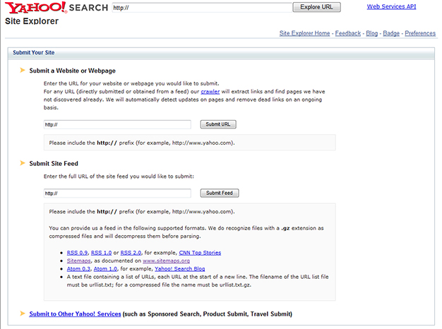 Submitting your site to Yahoo!.