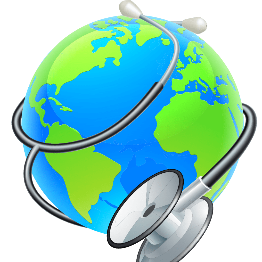 globe with stethoscope
