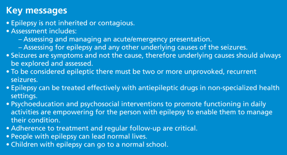 Key messages about Epilepsy