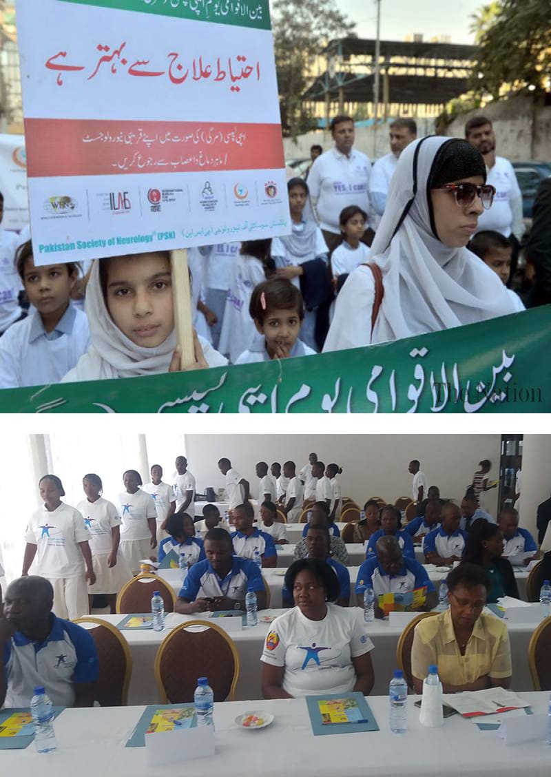 Many interventions use community activities, such as walks (top, in Pakistan) or awareness days (bottom, in Mozambique) to educate people about epilepsy.