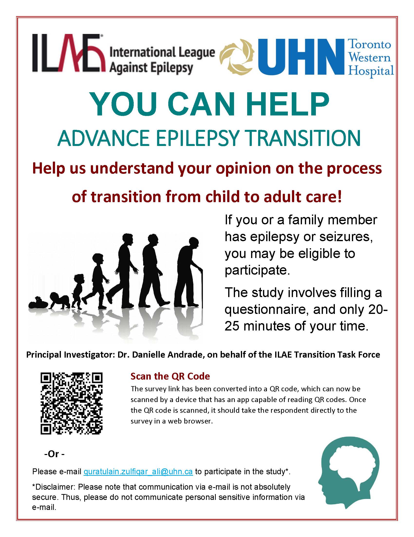 Transition in Epilepsy – A survey for patients and families. Please e-mail quratulain.zulfiqar_ali@uhn.ca to participate in the study.