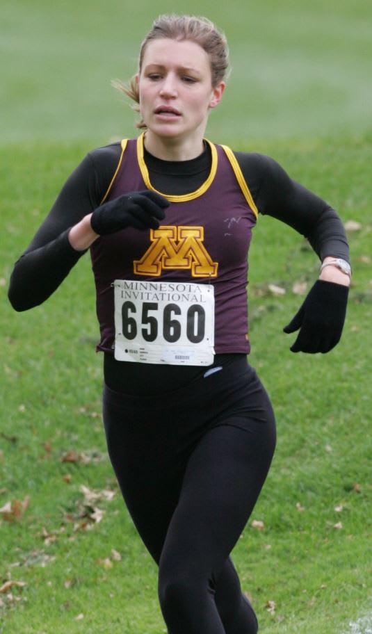 Stacia Kalinoski running cross-country at the University of Minnesota.