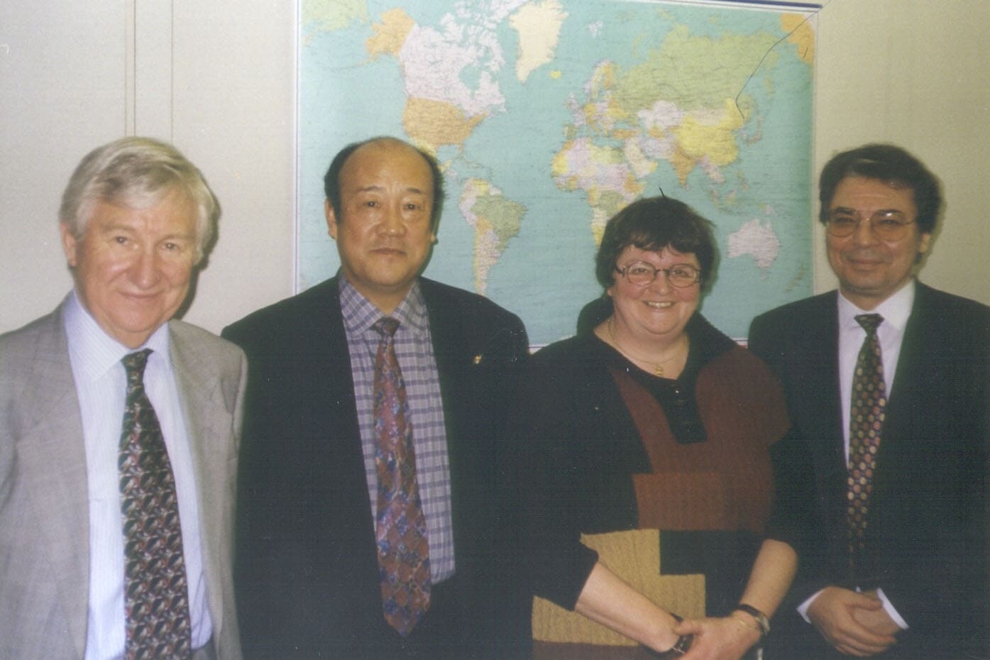 Founders of the Global Campaign Against Epilepsy (GCAE), from left, Edward Renolds, Shichuo Li, Hanneke de Boer, Leonid Prilipko