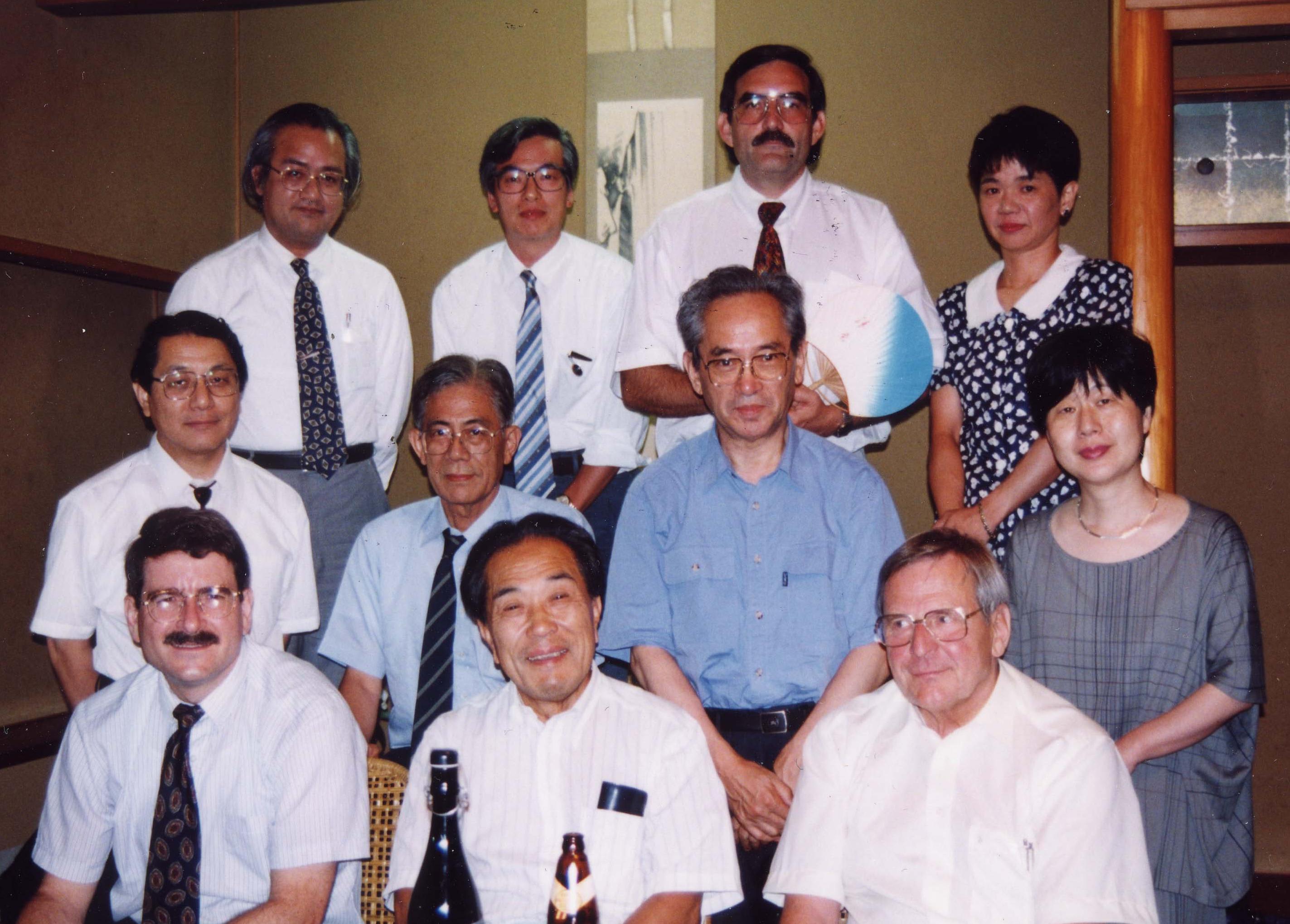 Bottom row left to right: Drs. Holmes, Wada and Scheffner; middle row: Drs. Oka, Ohtahara, Seino, and Ohtsuka;
top row: Drs. Hoshika, Sanada, Stefan, and Yoshinaga (1995)