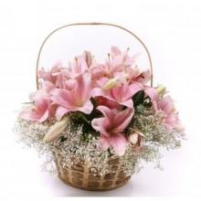 Upright Pink Lily Basket