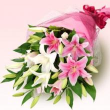 Pink And White Lilies Bouquet