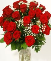 A bouquet of 25 red roses and appendices
