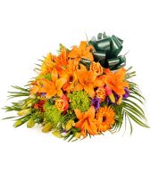 Orange Lily Rose Funeral Sheaf