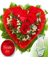 Rose Bouquet "Ich liebe Dich" with vase