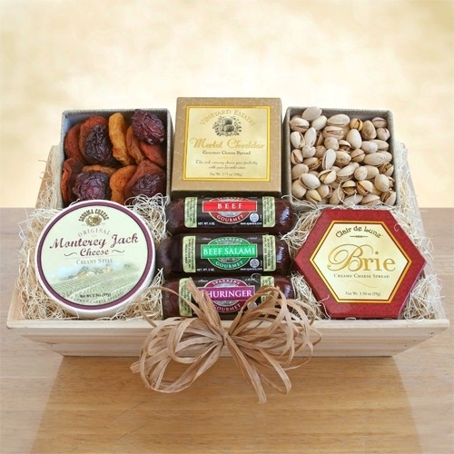 Meat & Cheese Wooden Gift Crate
