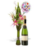 Oriental Lily Package with White wine and balloon