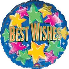 Best Wishes Balloon inflated with helium