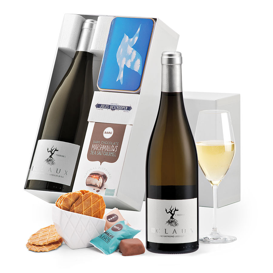 Luxury White Wine And Sweets Gift