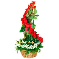 Exquisite Bouquet of Red Roses with Greens