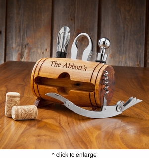 Personalized Wine Barrel Accessory Set