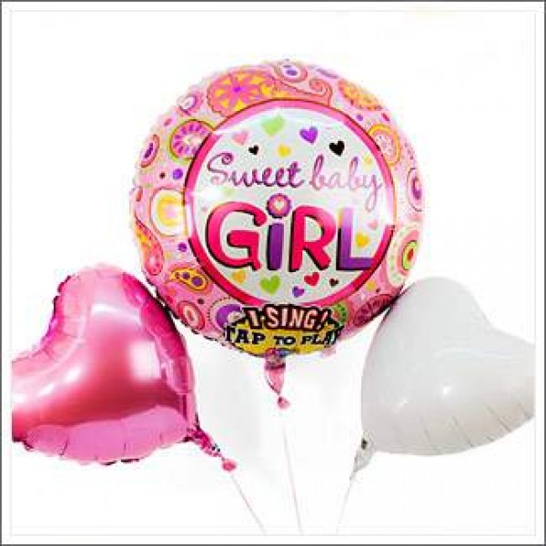 Singing Balloon bouquet - born girl