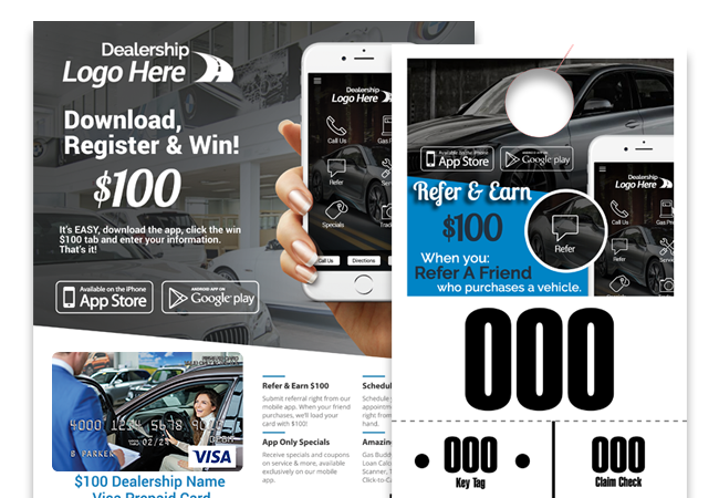 Auto Dealership in-Store Marketing Materials Hangtags and Flyers