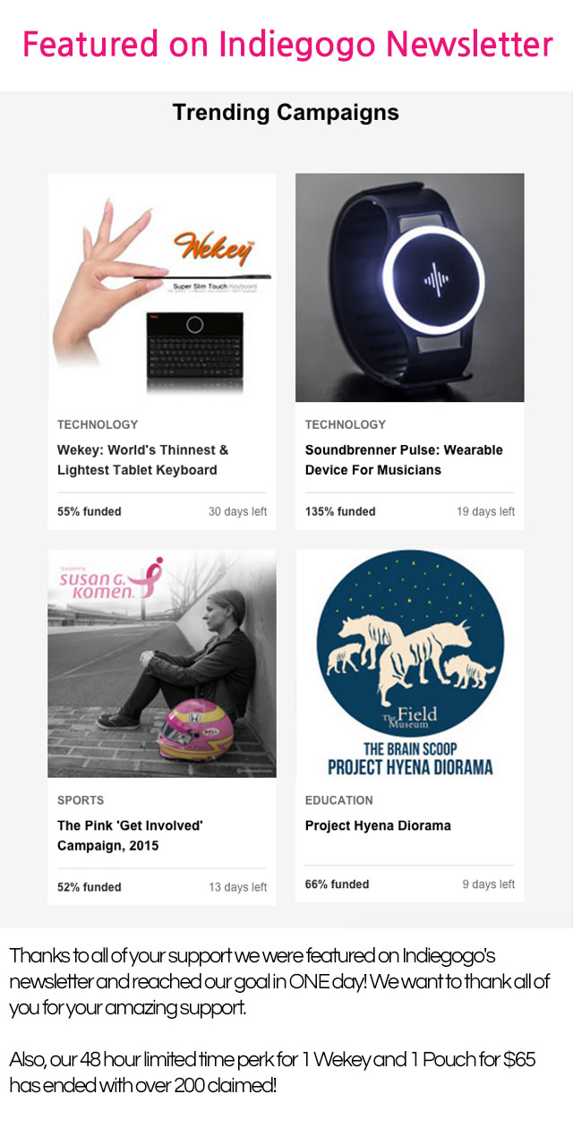 Wekey World's Thinnest, Lightest Tablet Keyboard Indiegogo