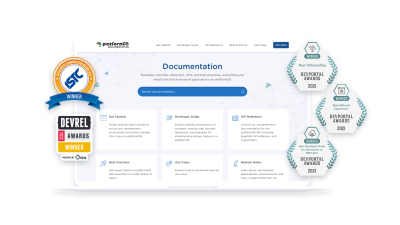Screenshot of the developer portal with five award badges