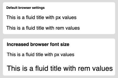 Pixel values do not adapt to browser font size preferences, but rem and em values do adapt.