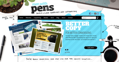 A screenshot of the Mens With Pens website