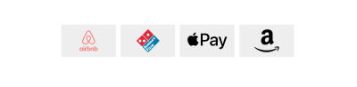 A list of logos: Airbnb, Domino’s Pizza, Apple Pay, Amazon