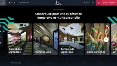 A carousel presented on the front page of a French website, La Cité du Vin