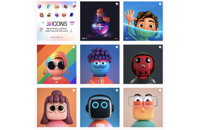A screenshot from the author’s Instagram account displaying six colorful illustrations and icons