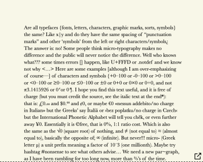 Cropped paragraph block typeset in Baskerville font, showing half of the full figure, of gobbledygook text. Shows lots of different typographic, mathematical, and miscellaneous symbols. And the whole paragraph block typeset in Baskerville font, of gobbledygook text. Shows lots of different typographic, mathematical, and miscellaneous symbols.